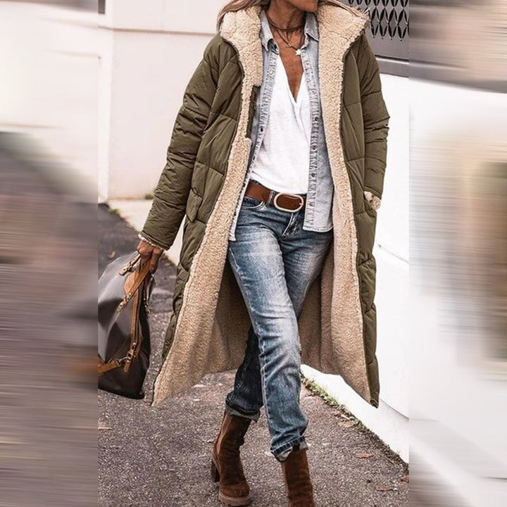 Long Ladies Winter Coat - Nova-Olive green-S-State of Style