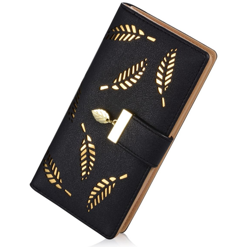 Long Leaf Leather Wallet - Leanne-Black-State of Style