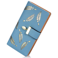 Long Leaf Leather Wallet - Leanne-Blue-State of Style