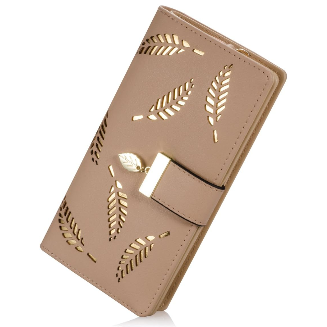 Long Leaf Leather Wallet - Leanne-Khaki-State of Style
