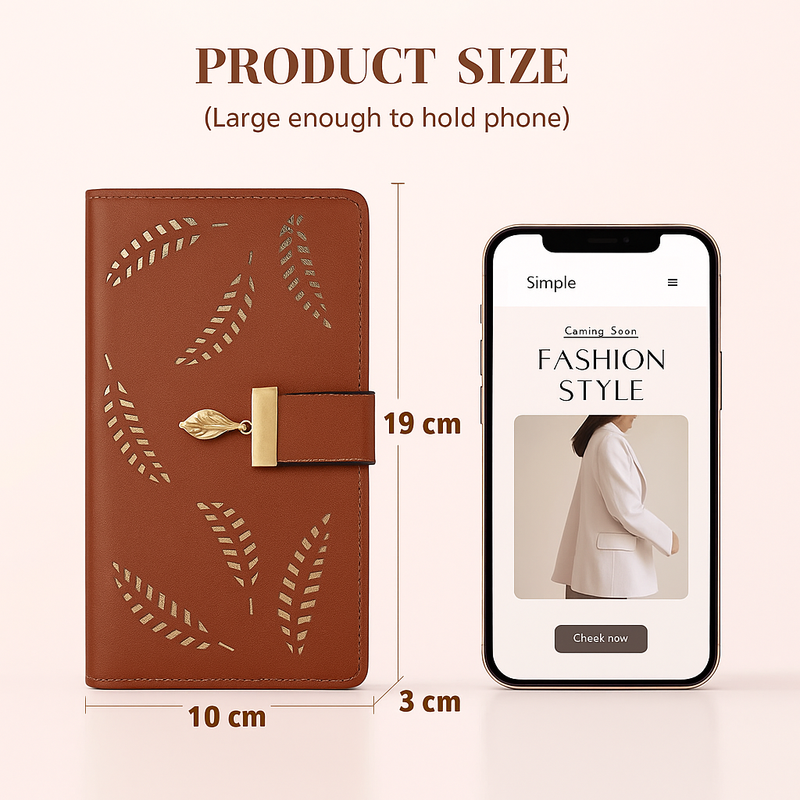 Long Leaf Leather Wallet - Leanne-Pink-State of Style