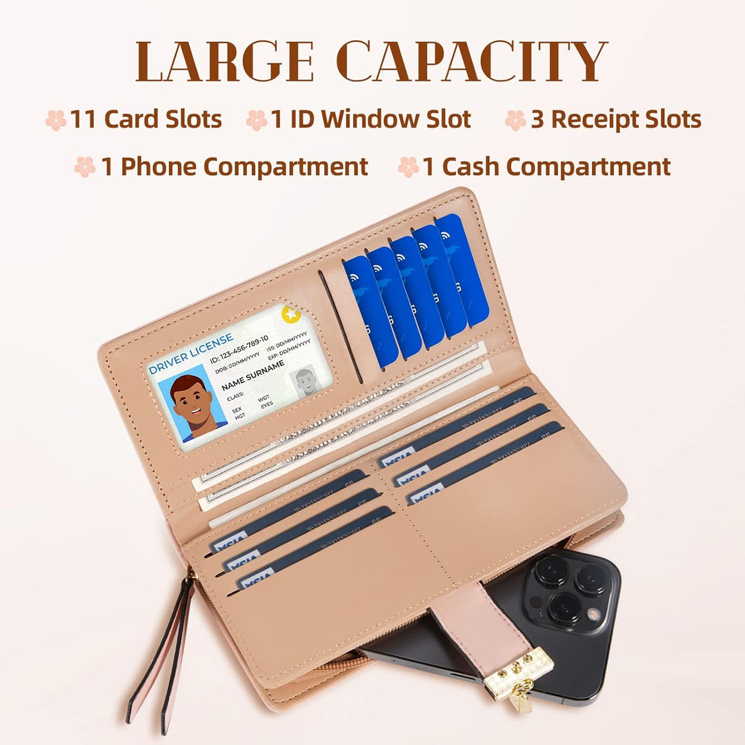 Long Leaf Leather Wallet - Leanne-Pink-State of Style