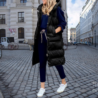 Long Padded Gilet with Hood and Pockets - Taylor-Black-S-State of Style