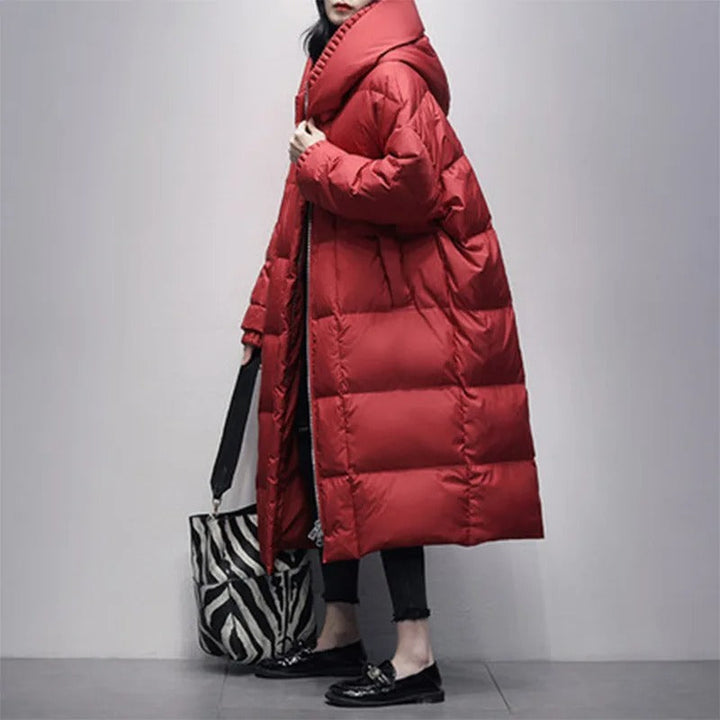 Long Padded Women's Winter Jacket - Amara-Red-S-State of Style