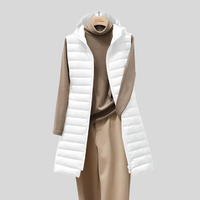 LONG PUFFY SLEEVELESS JACKET WITH ZIP-M-White-State of Style