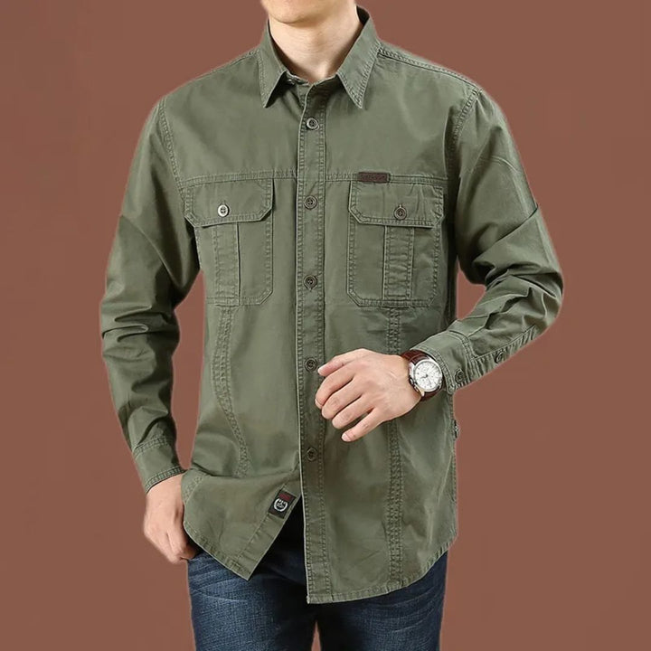 Long-Sleeve Cargo Shirt Gerald – Durable Military-Inspired Style-Army Green-M-State of Style