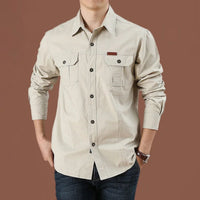 Long-Sleeve Cargo Shirt Gerald – Durable Military-Inspired Style-Beige-M-State of Style