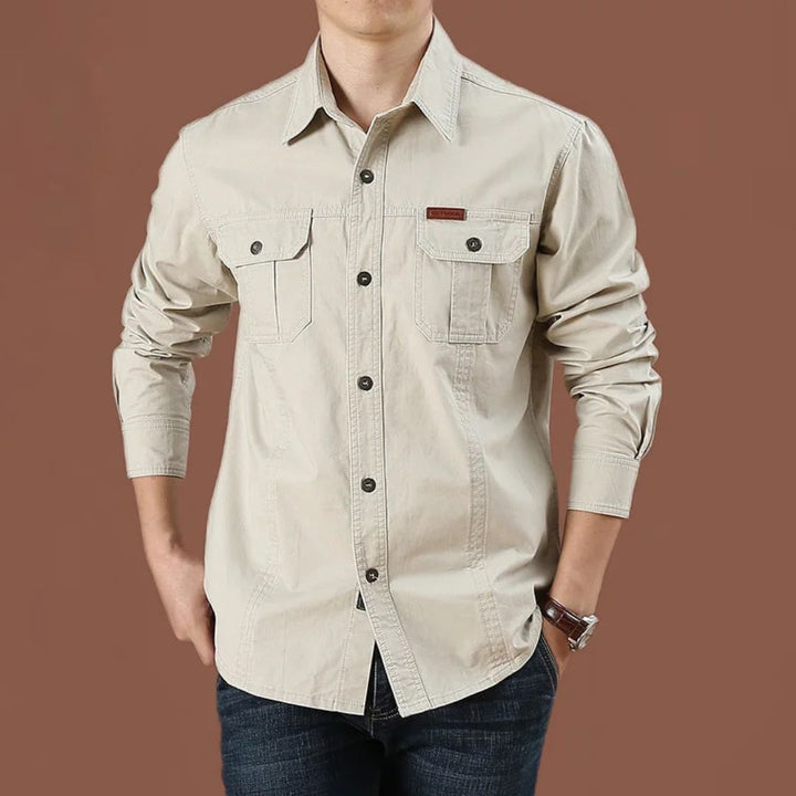 Long-Sleeve Cargo Shirt Gerald – Durable Military-Inspired Style-Beige-M-State of Style