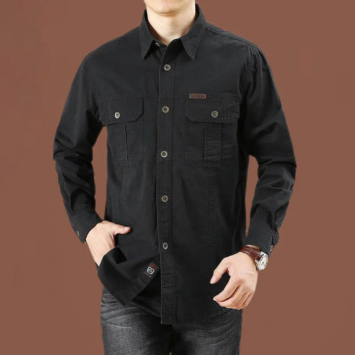 Long-Sleeve Cargo Shirt Gerald – Durable Military-Inspired Style-Black-M-State of Style