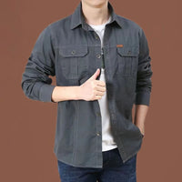 Long-Sleeve Cargo Shirt Gerald – Durable Military-Inspired Style-Grey-M-State of Style