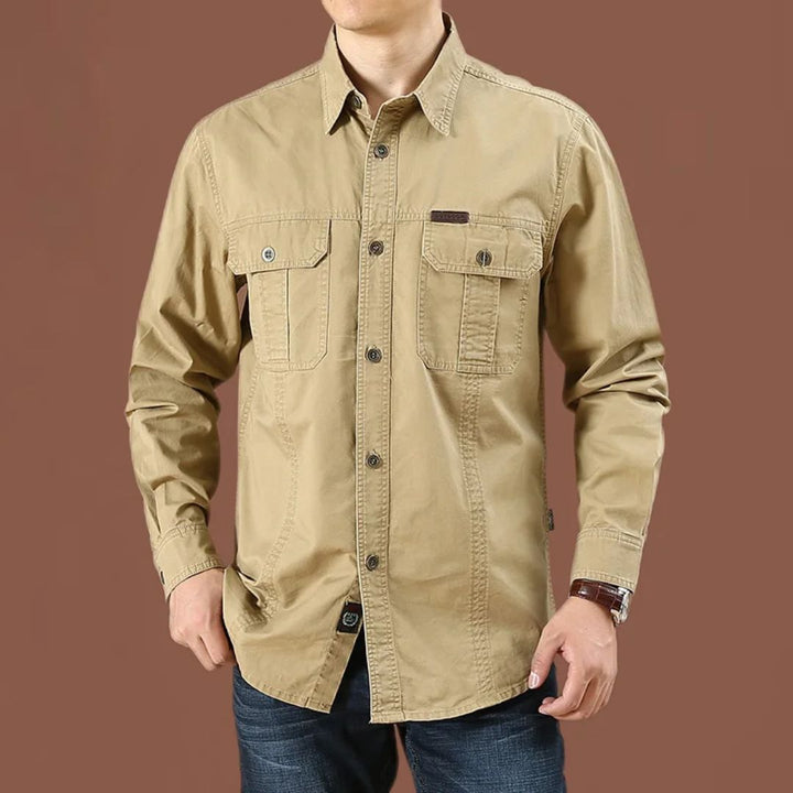 Long-Sleeve Cargo Shirt Gerald – Durable Military-Inspired Style-Khaki-M-State of Style