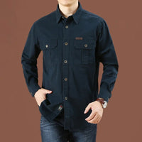 Long-Sleeve Cargo Shirt Gerald – Durable Military-Inspired Style-Navy Blue-M-State of Style