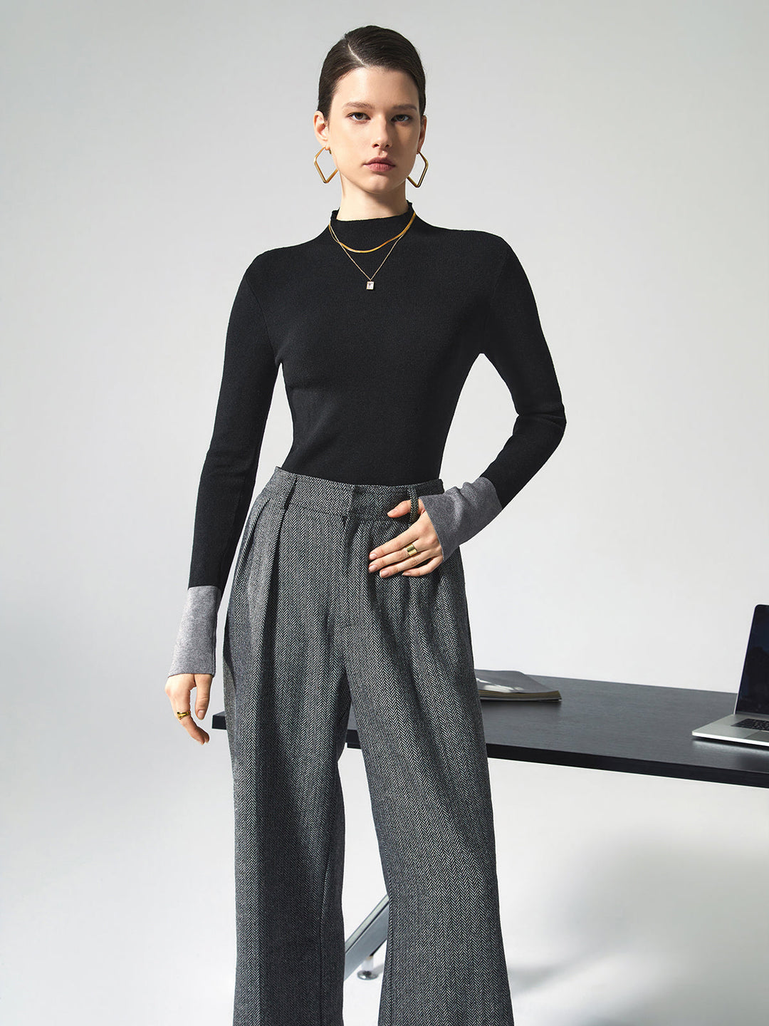 Long Sleeve Contrast Top for Women - Lana-Black-XS-State of Style