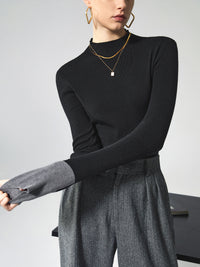 Long Sleeve Contrast Top for Women - Lana-Black-XS-State of Style