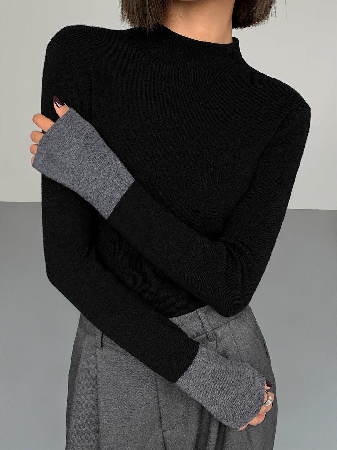 Long Sleeve Contrast Top for Women - Lana-Black-XS-State of Style