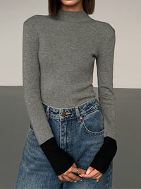 Long Sleeve Contrast Top for Women - Lana-Grey-XS-State of Style