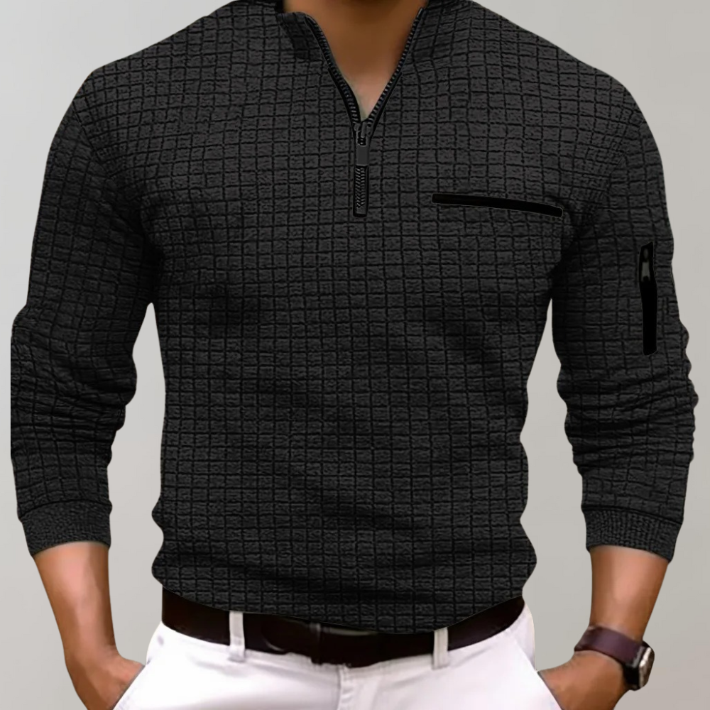 Long Sleeve Polo for Men - Jasper-Black-S-State of Style