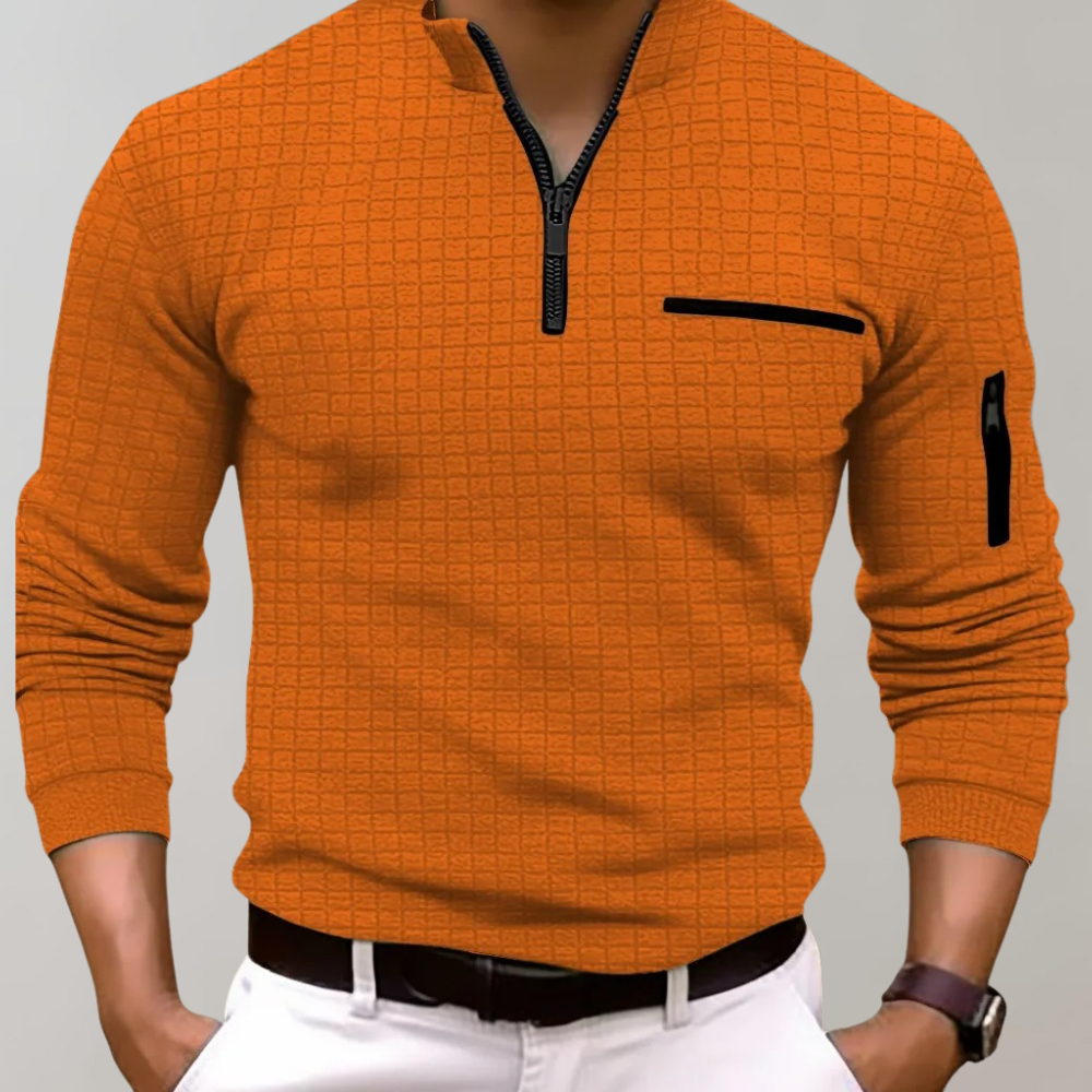 Long Sleeve Polo for Men - Jasper-Orange-S-State of Style