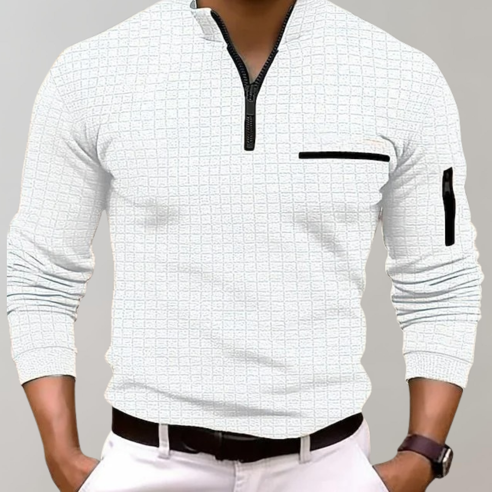 Long Sleeve Polo for Men - Jasper-White-S-State of Style