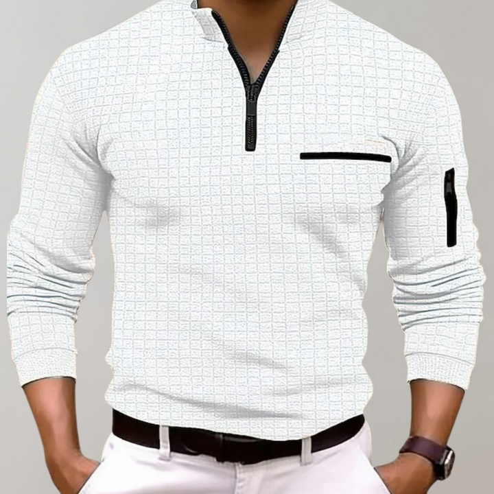Long Sleeve Polo for Men - Jasper-White-S-State of Style