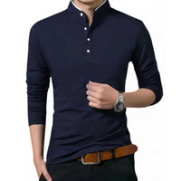 Long-Sleeve Polo Shirt Maxim – Business Casual & Breathable Comfort-Navy Blue-M-State of Style