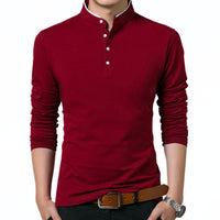Long-Sleeve Polo Shirt Maxim – Business Casual & Breathable Comfort-Red-M-State of Style