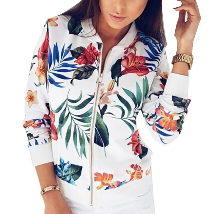 Long Sleeve Women's Summer Jacket with Floral Print – Liora-White-S-State of Style