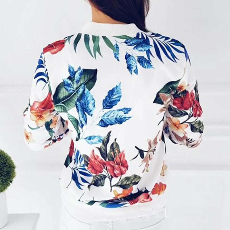 Long Sleeve Women's Summer Jacket with Floral Print – Liora-White-S-State of Style