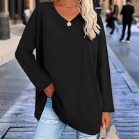 Long Sleeve Women's Sweater with V-Neck - Lucinda-Black-S-State of Style