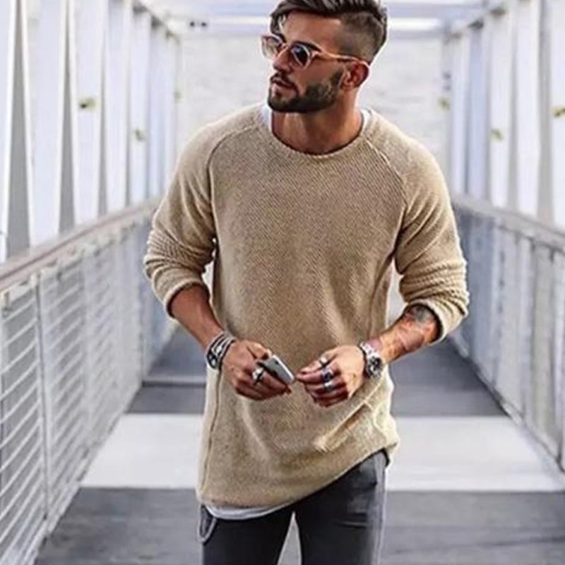 Long Sweater for Men – Stylish & Comfortable Knitwear-Khaki-S-State of Style