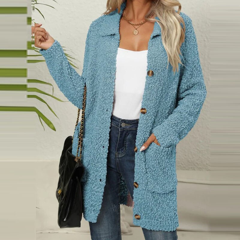Long Teddy Vest with Pockets - Ella-Light Blue-S-State of Style