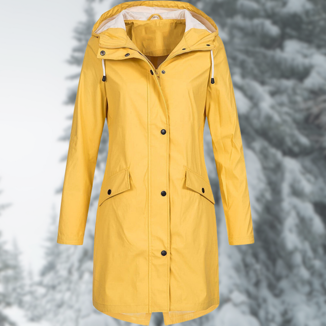 Long Waterproof Women's Raincoat - Camille-Yellow-S-State of Style