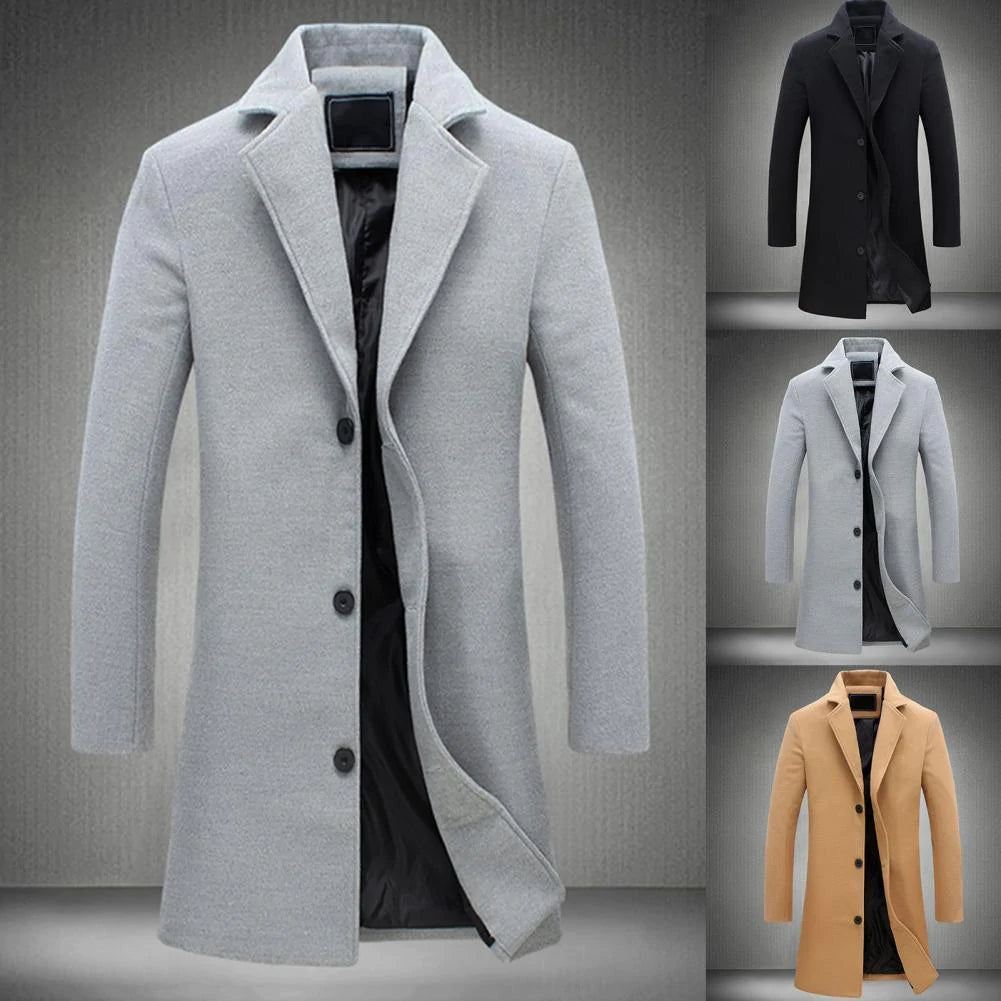 Long Winter Coat for Men - Noah-Beige-M-State of Style