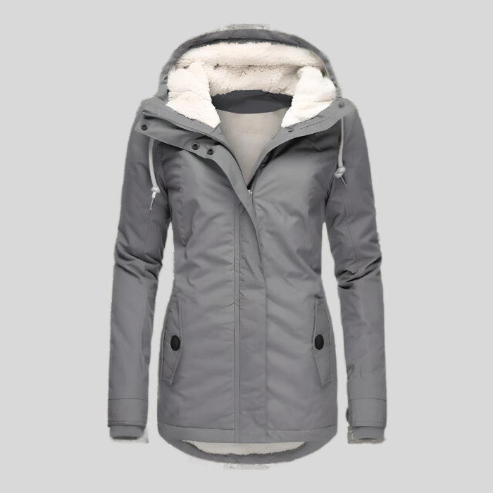 Long Winter Coat with Hood | Thick Warm Jacket-Gray-S-State of Style