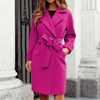 Long Women's Trench Coat Winter Jacket - Sienna-Bright Pink-S-State of Style