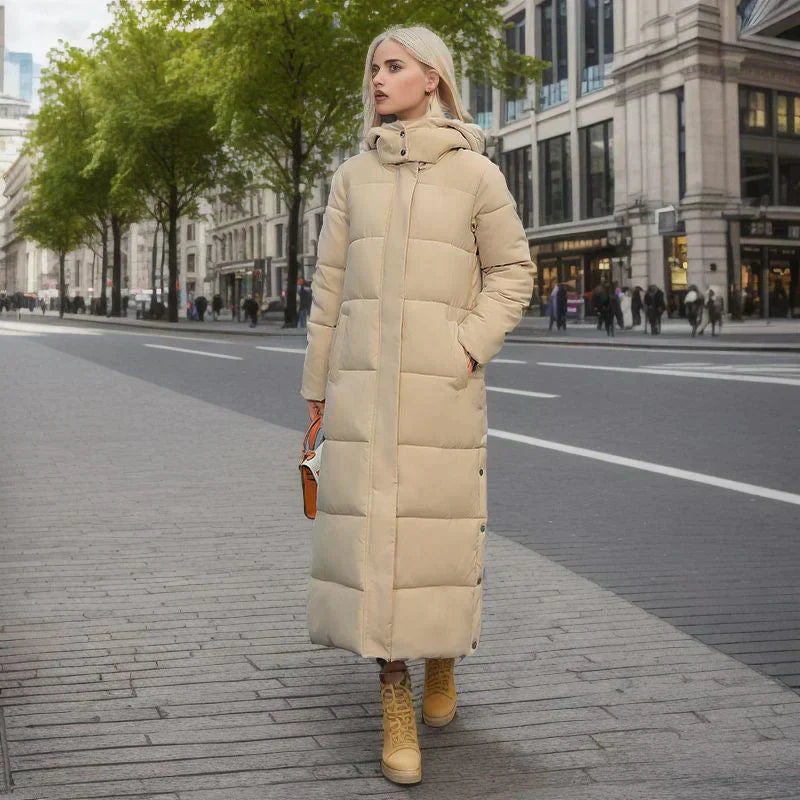 Long Women's Winter Coat - Isabella-Khaki-S-State of Style