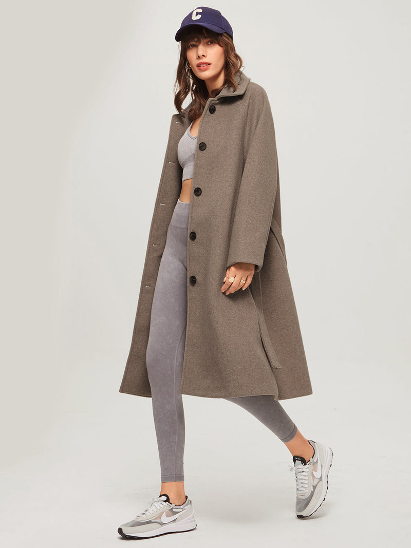 Long Women's Winter Coat - Isolde-Khaki-XS-State of Style
