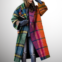 Long Women's Winter Trench Coat - Vivienne-Checkered-S-State of Style