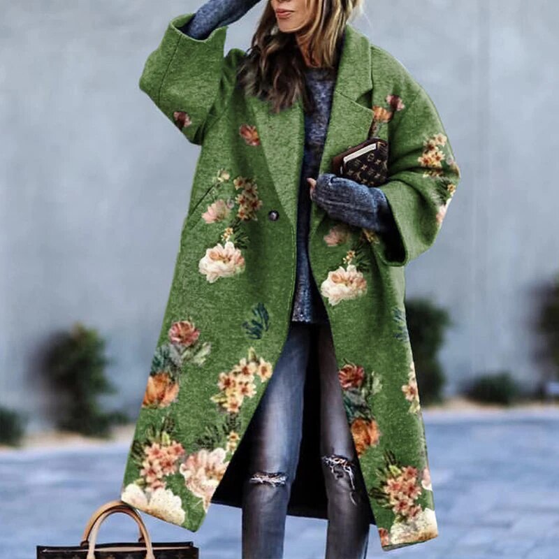 Long Women's Winter Trench Coat - Vivienne-Floral-S-State of Style