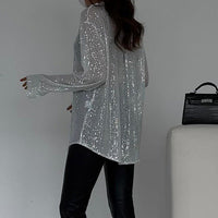 Loose Blouse with Shiny Sequins – Celeste-Black-S-State of Style