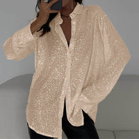 Loose Blouse with Shiny Sequins – Celeste-Champagne-S-State of Style