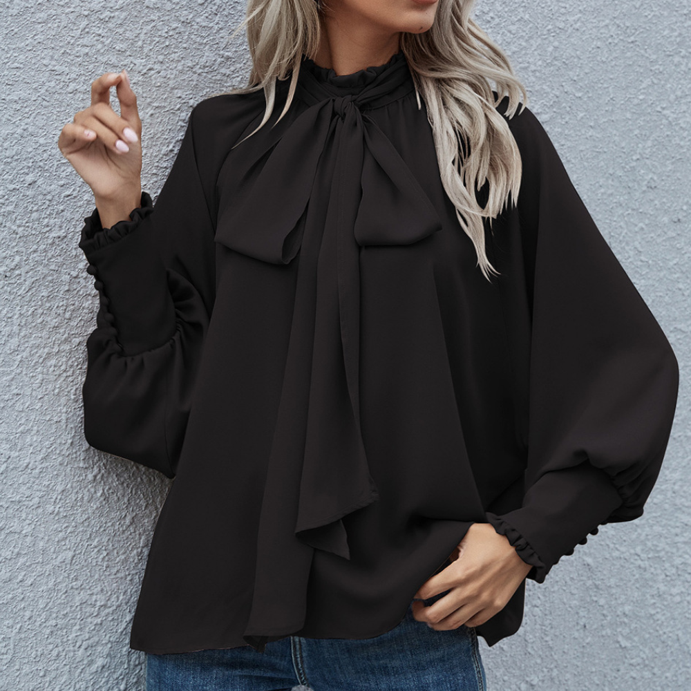 Loose Falling Formal Women's Blouse - Mira-Black-XS-State of Style