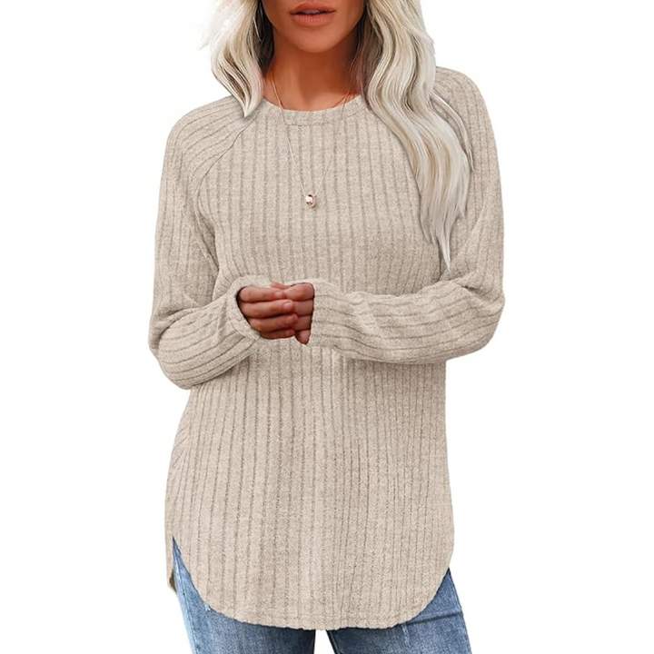 Loose Fit Crew Neck Sweater Tunic - Barbara-Apricot-S-State of Style