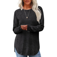 Loose Fit Crew Neck Sweater Tunic - Barbara-Dark grey-S-State of Style