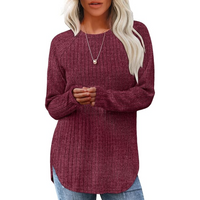 Loose Fit Crew Neck Sweater Tunic - Barbara-Fuchsia-S-State of Style