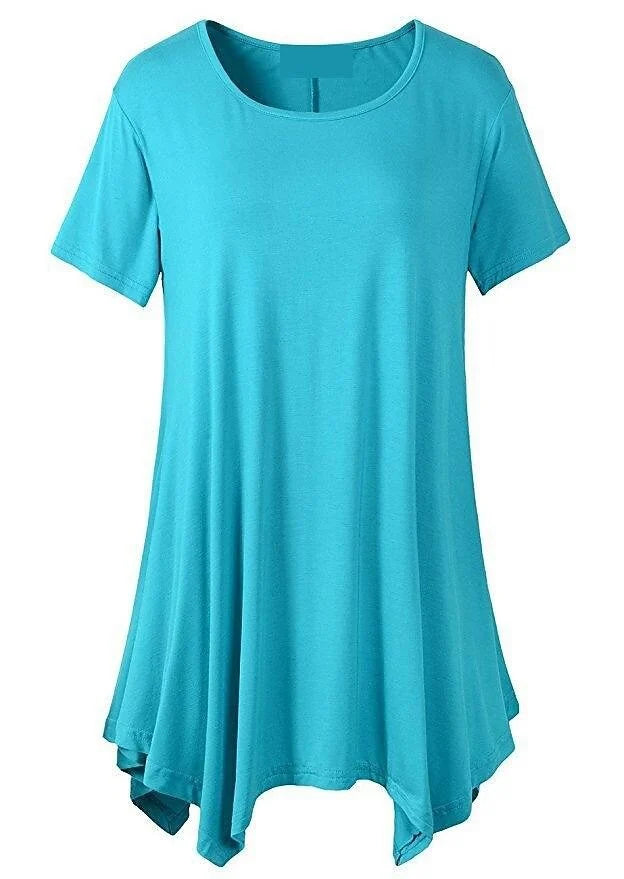 Loose Fit Ladies T-shirt with Short Sleeves – Taryn-Light blue-S-State of Style