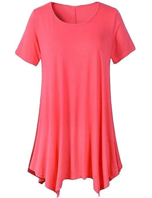 Loose Fit Ladies T-shirt with Short Sleeves – Taryn-Light red-S-State of Style