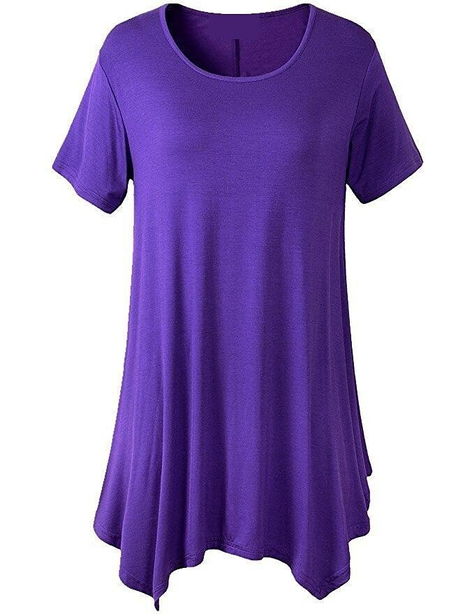 Loose Fit Ladies T-shirt with Short Sleeves – Taryn-Purple-S-State of Style