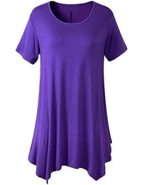 Loose Fit Ladies T-shirt with Short Sleeves – Taryn-Purple-S-State of Style