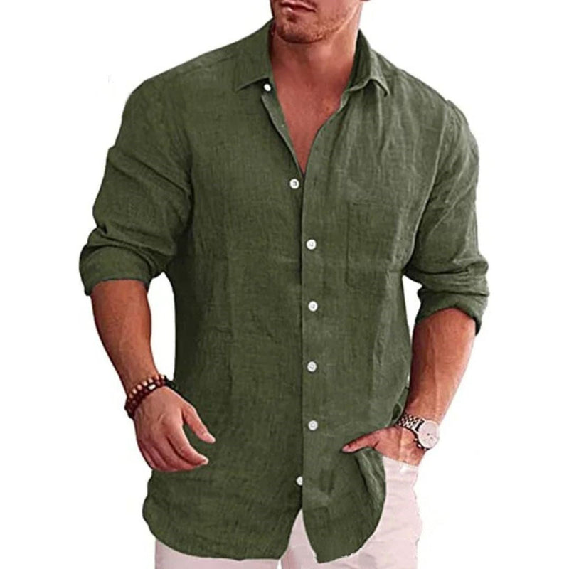 Loose-Fit Linen Shirt Johnson – Casual Comfort & Modern Style-Army Green-M-State of Style